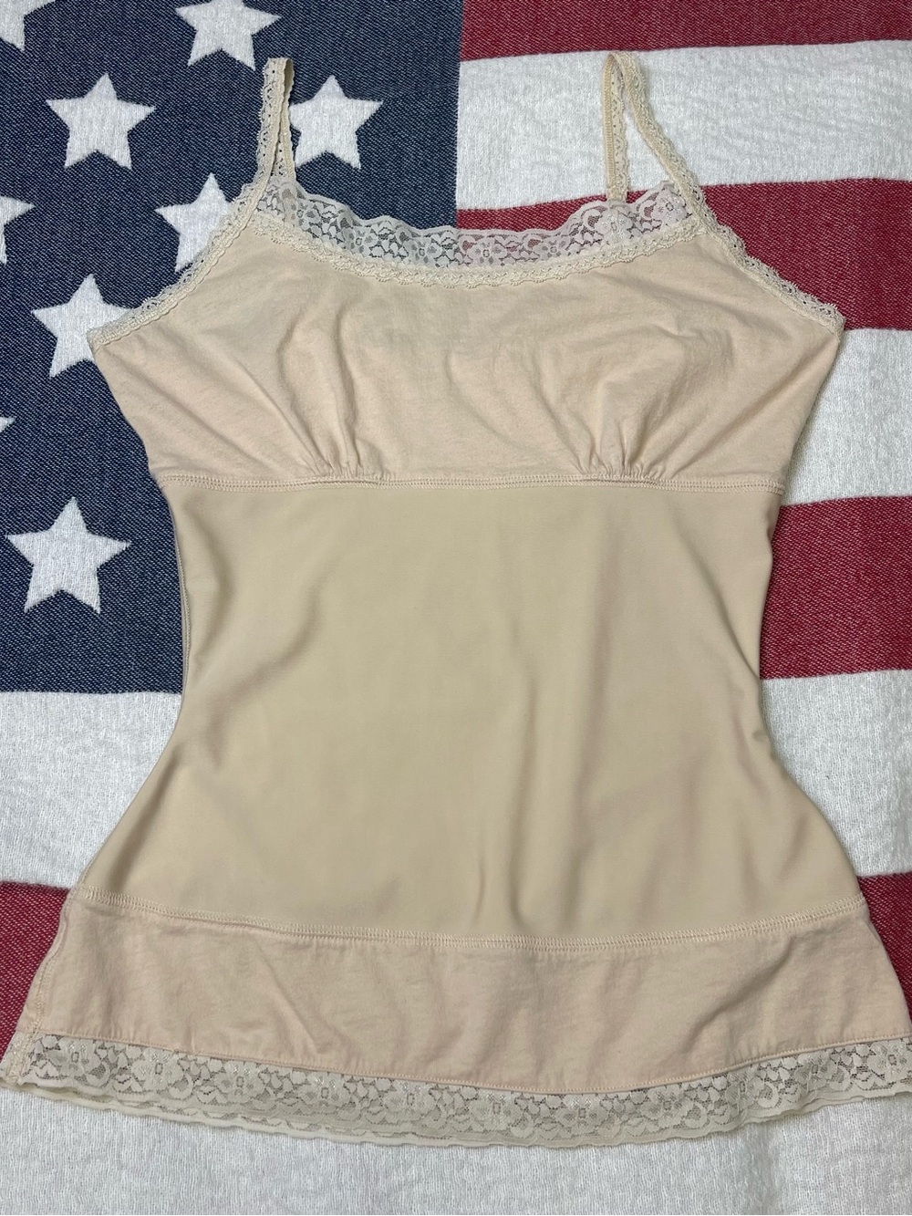 Tummylicious Womens Shapewear Lace Trim Tank Top Nude with Adjustable Straps M